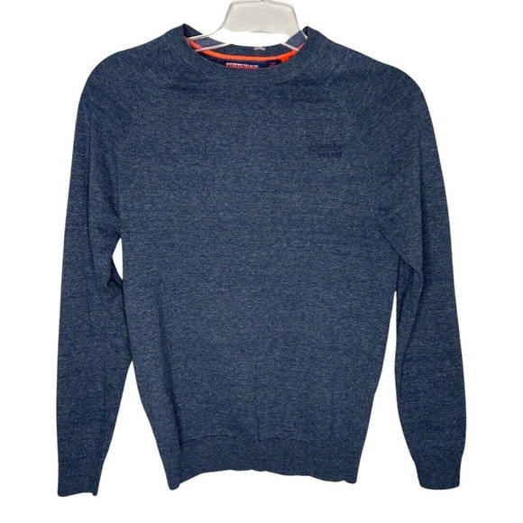 Superdry Sweater Mens Small Heather Blue Modern Urban Office Casual Preppy - Picture 1 of 9